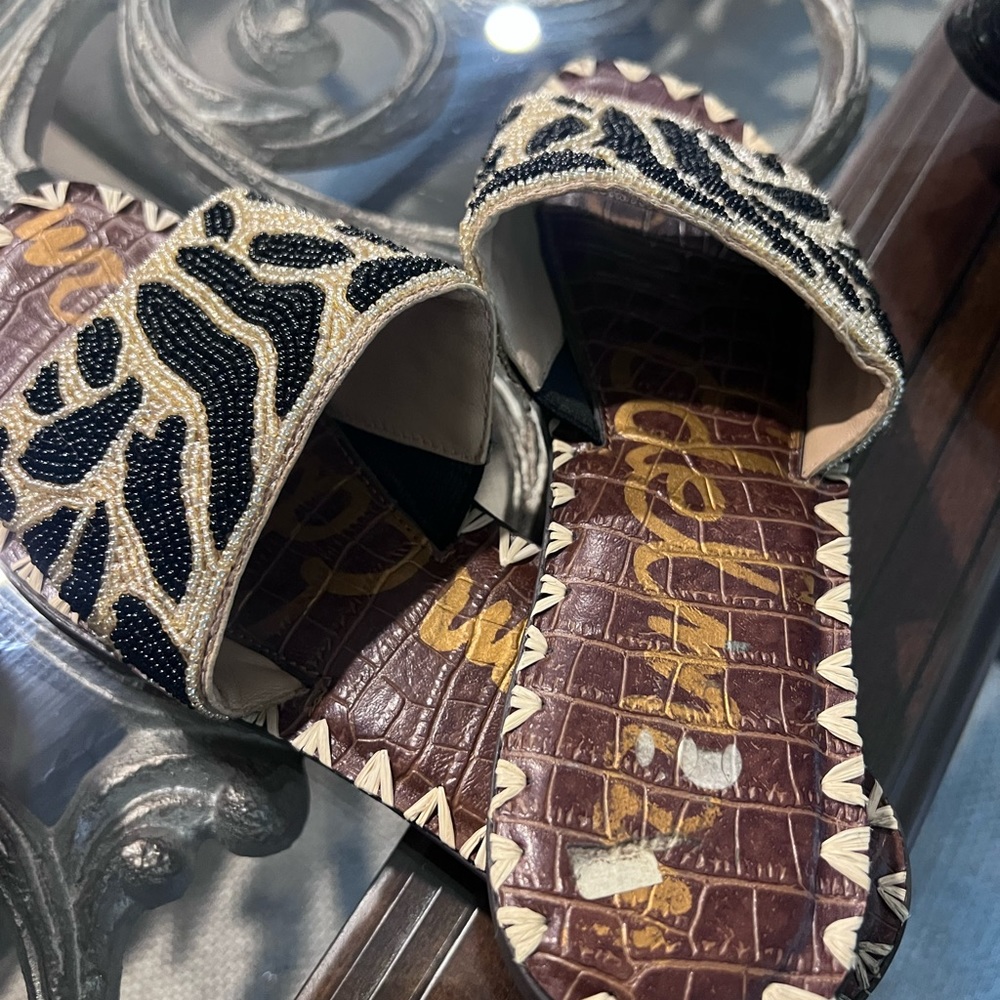 Sam Edelman sandals beautiful zebra beads detail used gently true to size - Picture 11 of 17